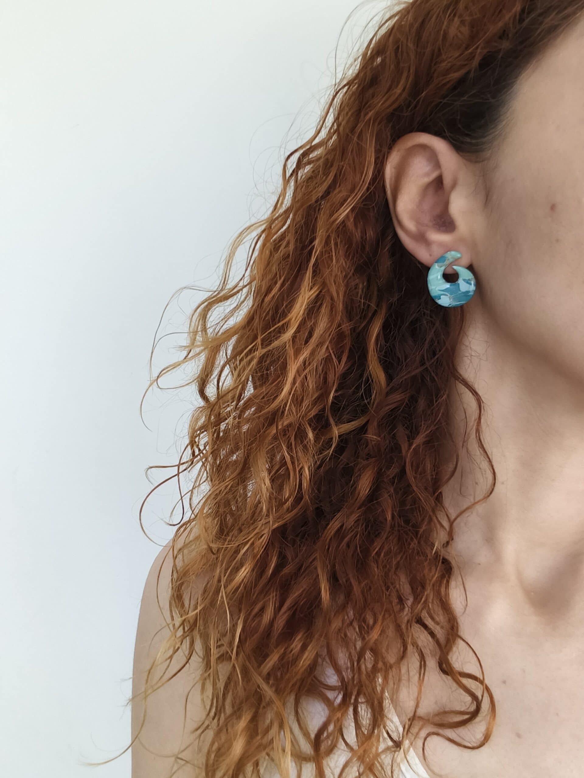 Nel Clay Jewelry - Marbled turquoise stud earrings 2 Marbled turquoise stud earrings - Image 2