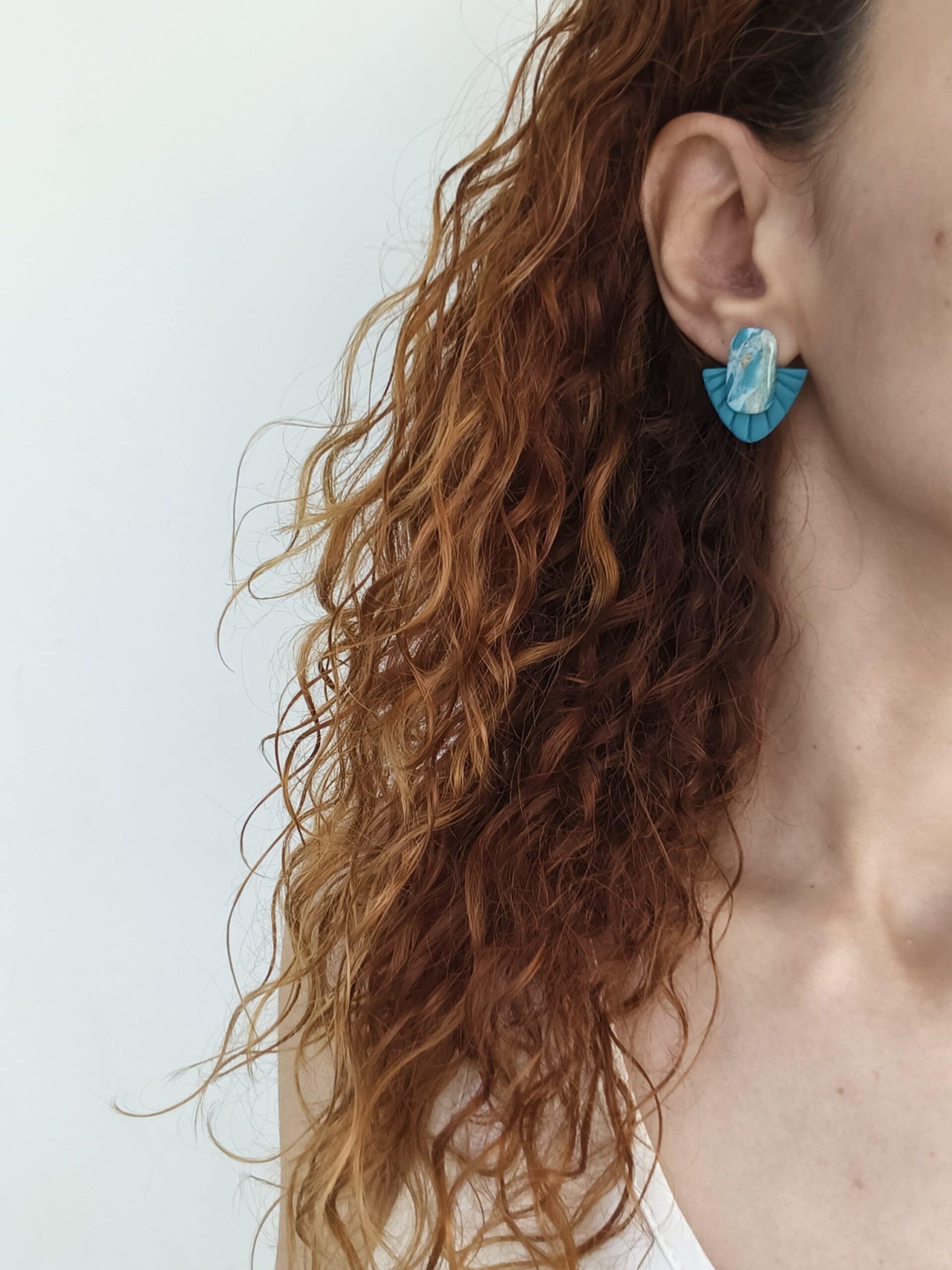 Nel Clay Jewelry - Turquoise statement stud earrings 2 Turquoise statement stud earrings - Image 2