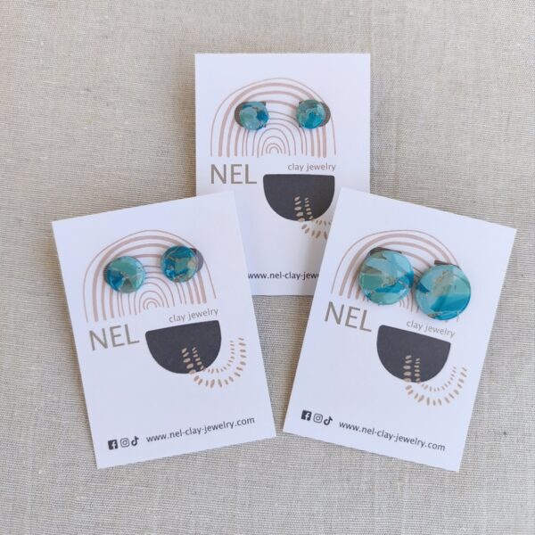 Marbled turquoise circular studs