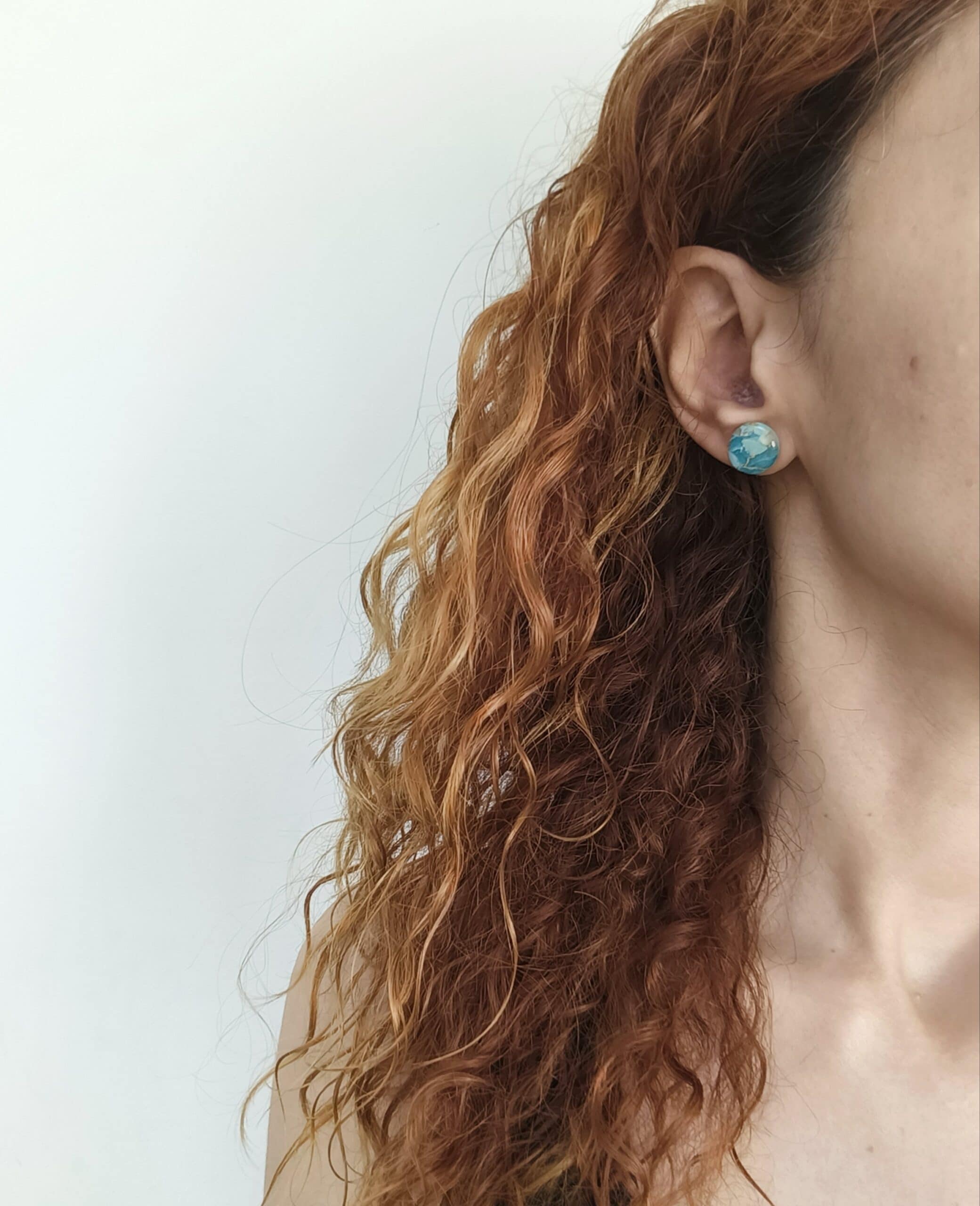 Nel Clay Jewelry - Marbled turquoise circular studs 5 Marbled turquoise circular studs - Image 5