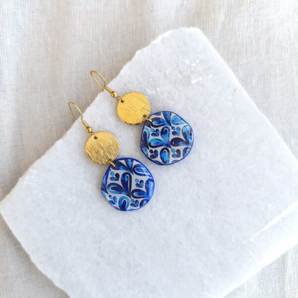 Nel Clay Jewelry - Homepage 1 Patterned blue big circles earrings