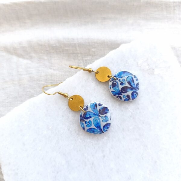 Nel Clay Jewelry - Homepage 2 Patterned blue small circles earrings