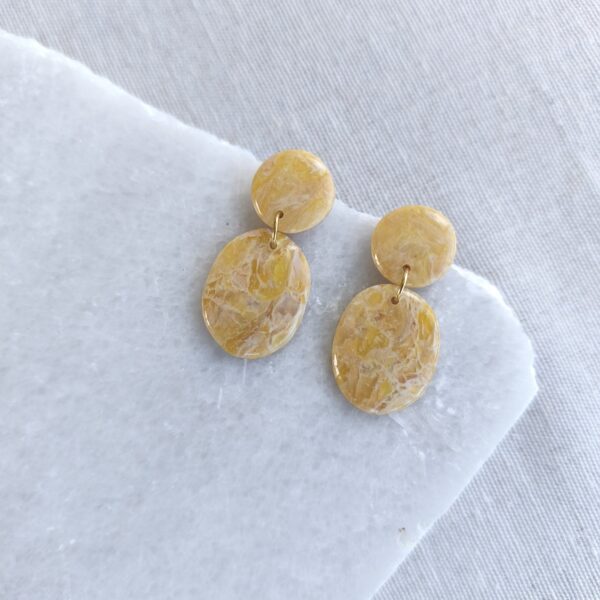 Nel Clay Jewelry - Homepage 3 Marbled golden yellow minimal earrings