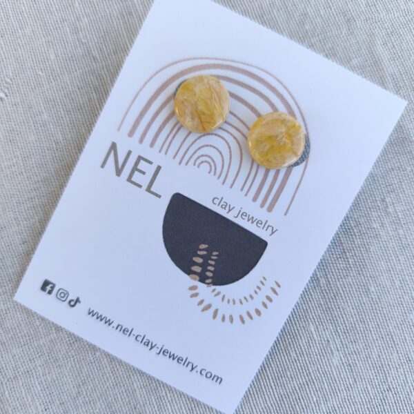 Nel Clay Jewelry - Homepage 9 Marbled golden yellow studs