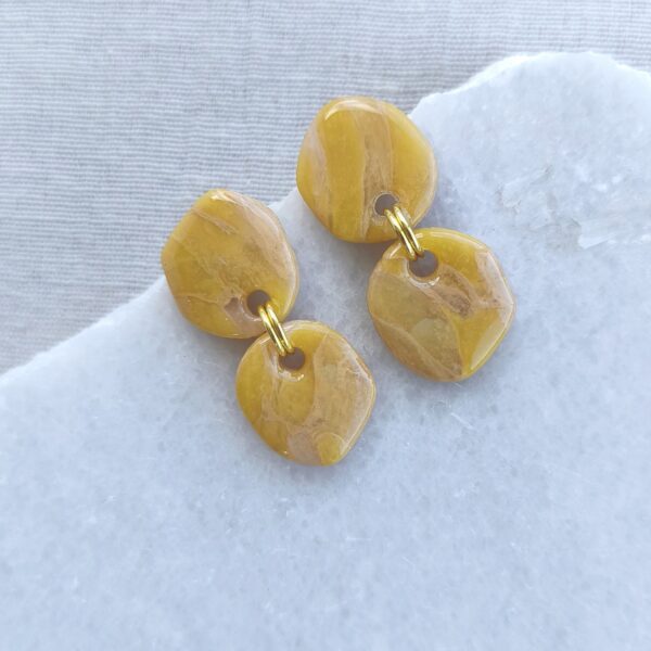 Nel Clay Jewelry - Homepage 2 Marbled golden yellow organic circle earrings