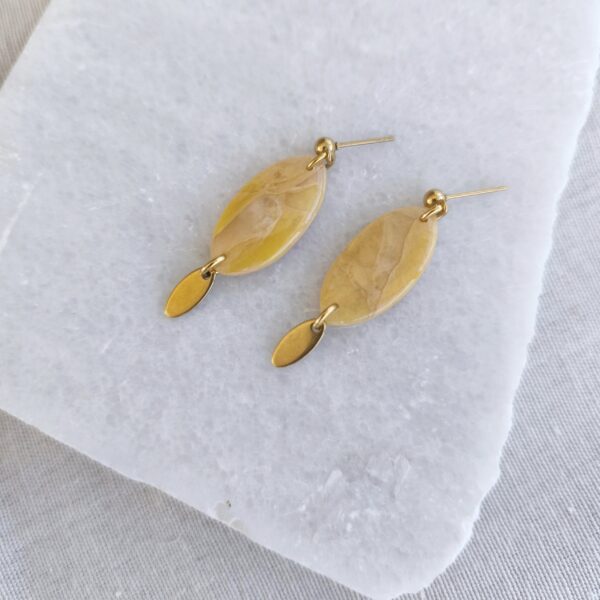 Nel Clay Jewelry - Homepage 6 Marbled golden yellow oval dangles