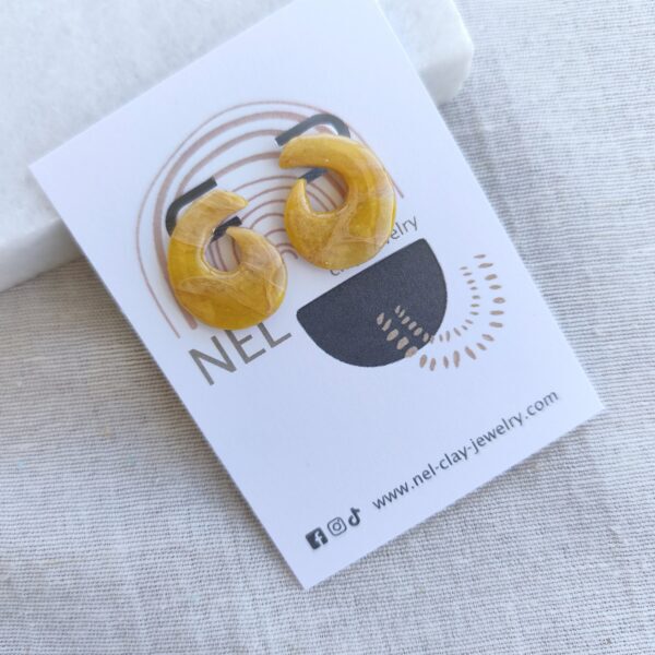 Nel Clay Jewelry - Homepage 8 Marbled golden yellow statement studs