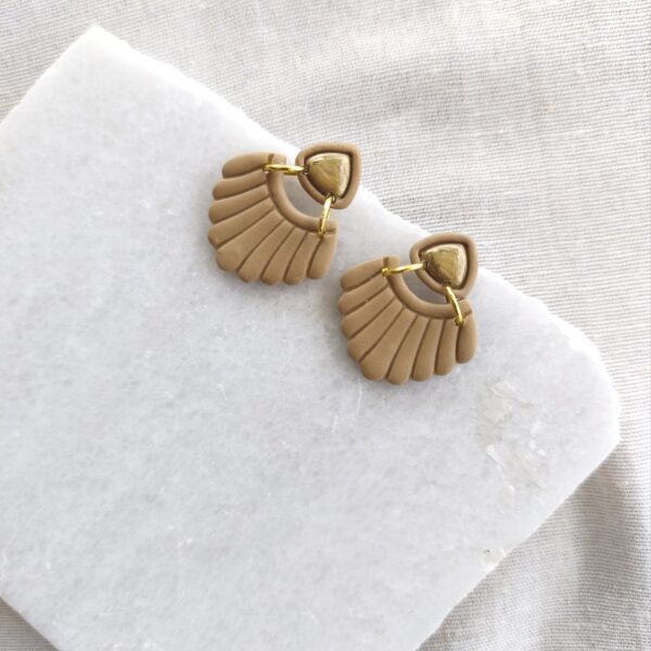 Nel Clay Jewelry - Homepage 5 Latte and gold statement studs