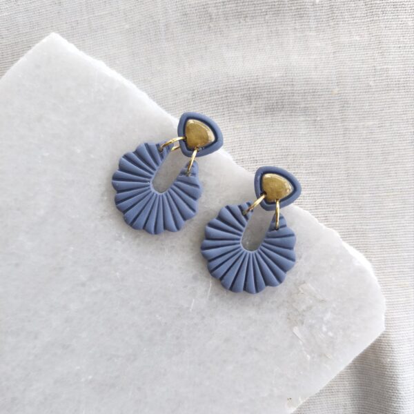 Nel Clay Jewelry - Homepage 3 Dusty blue and gold statement studs