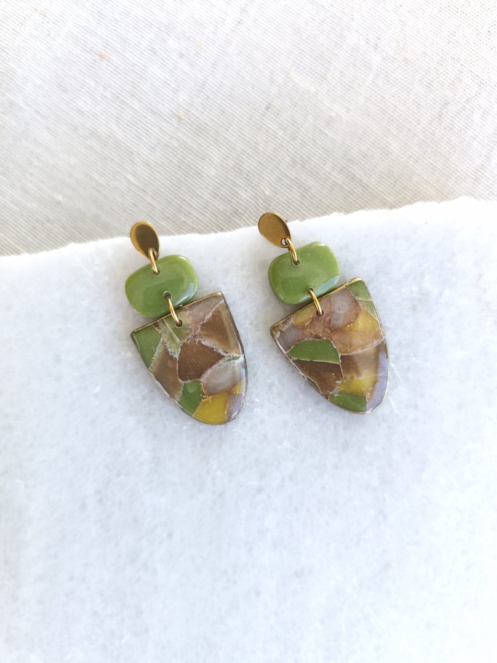 Nel Clay Jewelry - Marbled earthy statement dangles 2 Marbled earthy statement dangles - Image 2