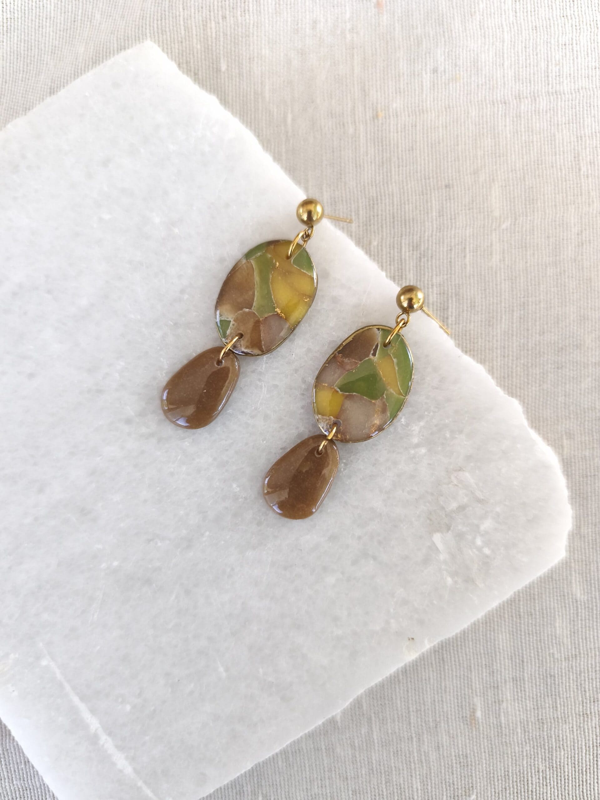Nel Clay Jewelry - Marbled earthy oval dangles 1 Marbled earthy oval dangles