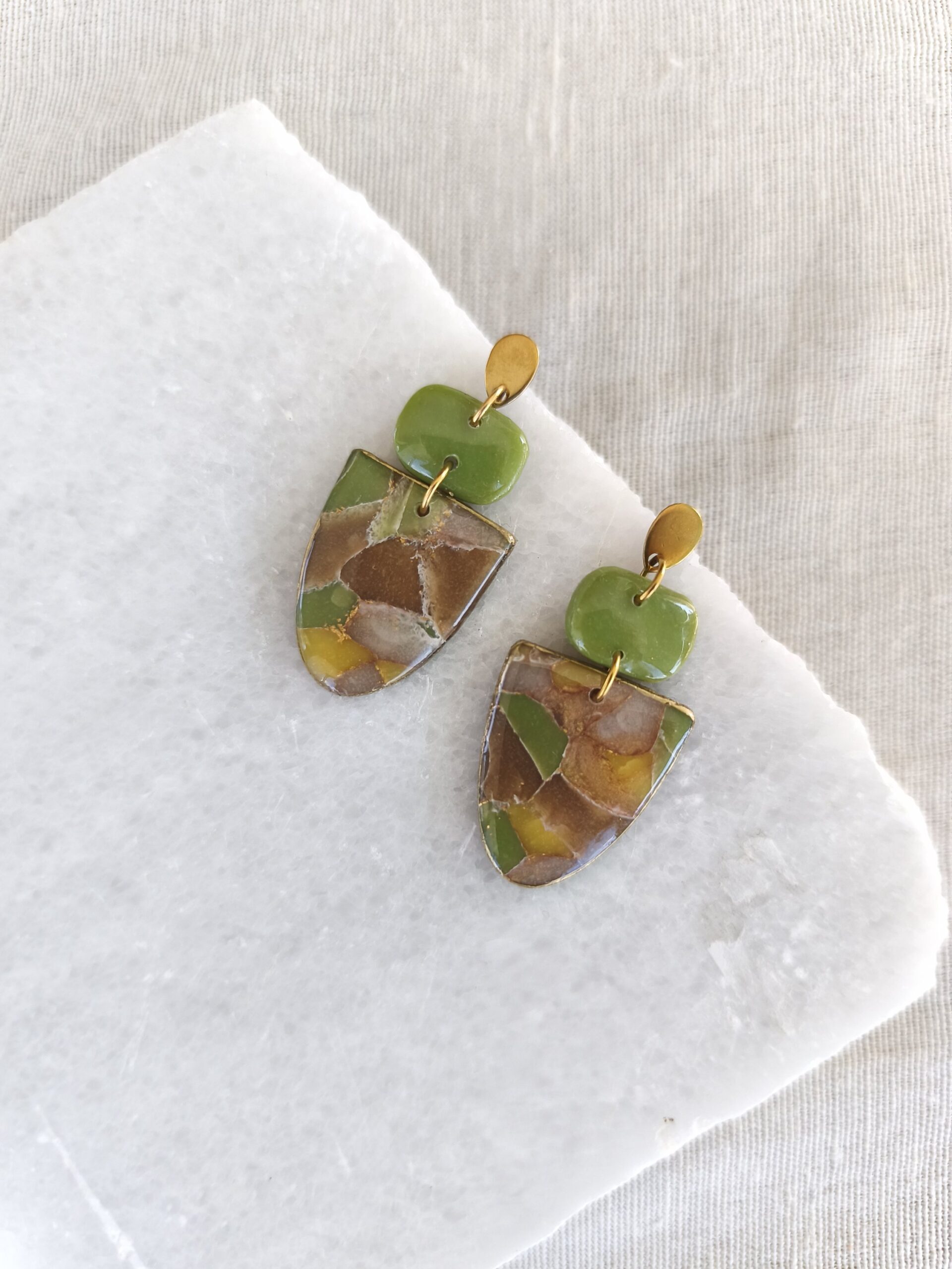 Nel Clay Jewelry - Marbled earthy statement dangles 1 Marbled earthy statement dangles