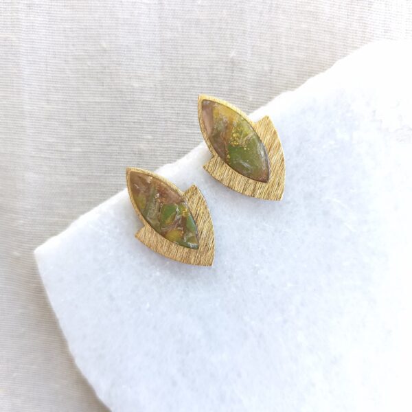 Nel Clay Jewelry - Homepage 1 Marbled earthy and gold statement studs