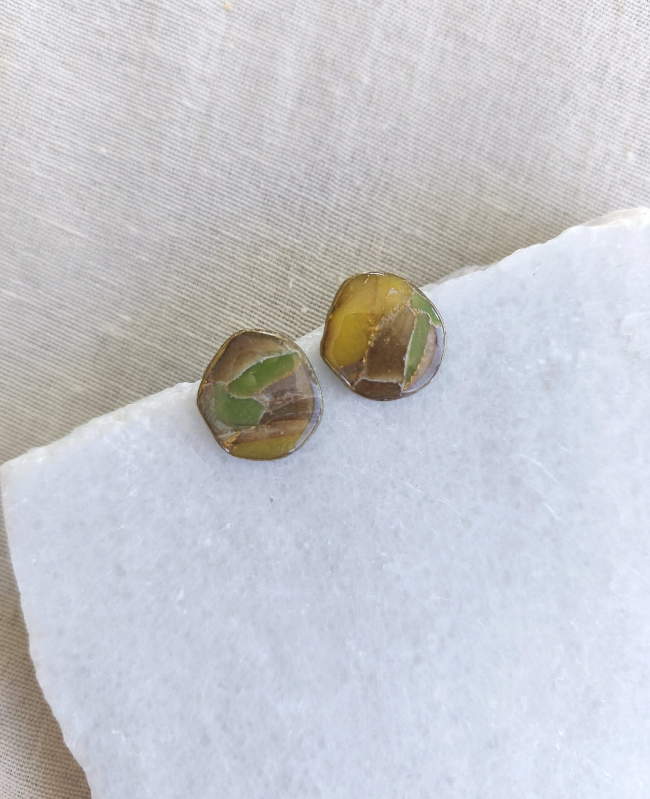 Nel Clay Jewelry - Marbled earthy medium-sized studs 1 Marbled earthy medium-sized studs