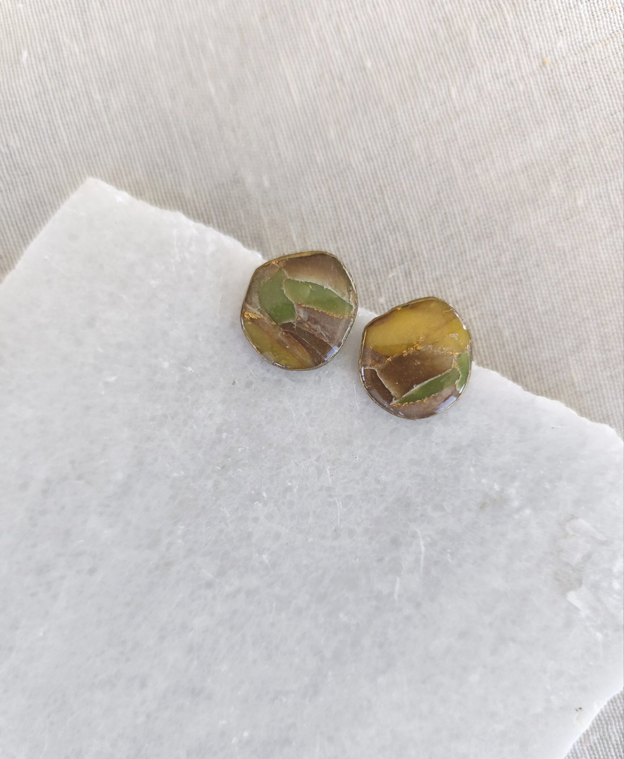 Nel Clay Jewelry - Marbled earthy medium-sized studs 3 Marbled earthy medium-sized studs - Image 3