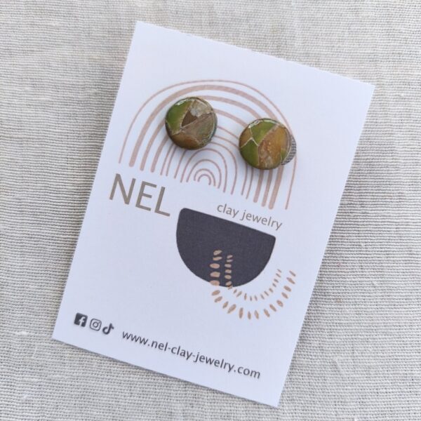 Nel Clay Jewelry - Homepage 2 Marbled earthy small studs